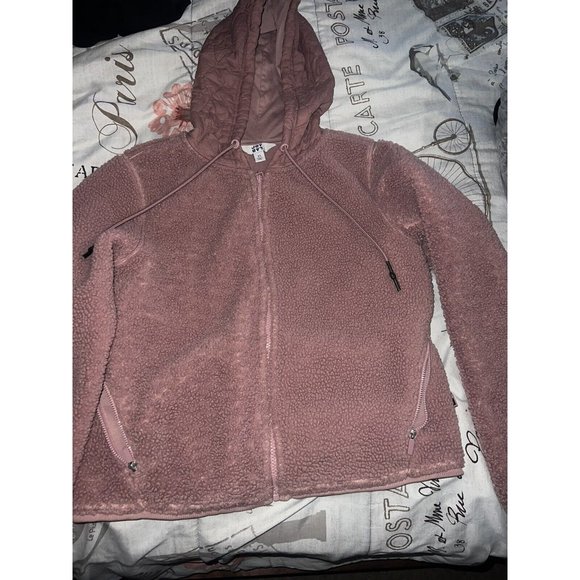 Joy Lab pink Sherpa quilted zip up jacket‎ M - Picture 1 of 3